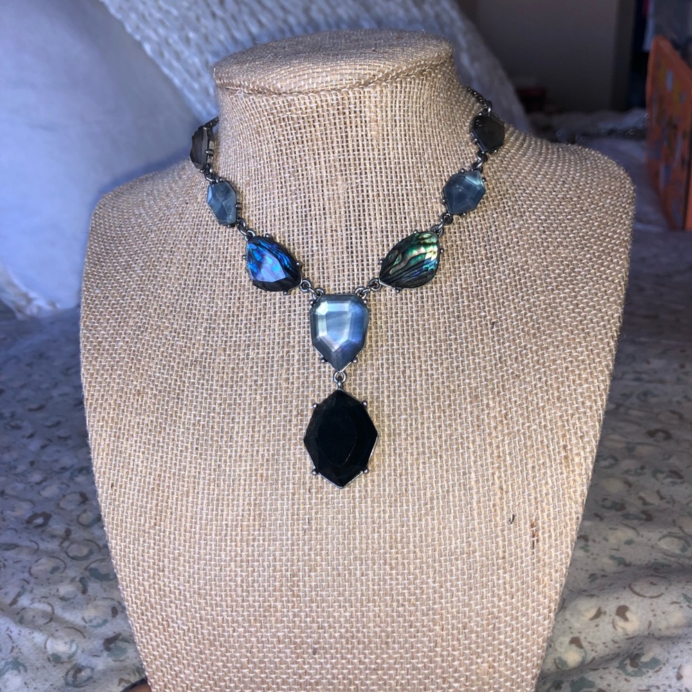 Hypoallergenic adjustable blue necklace